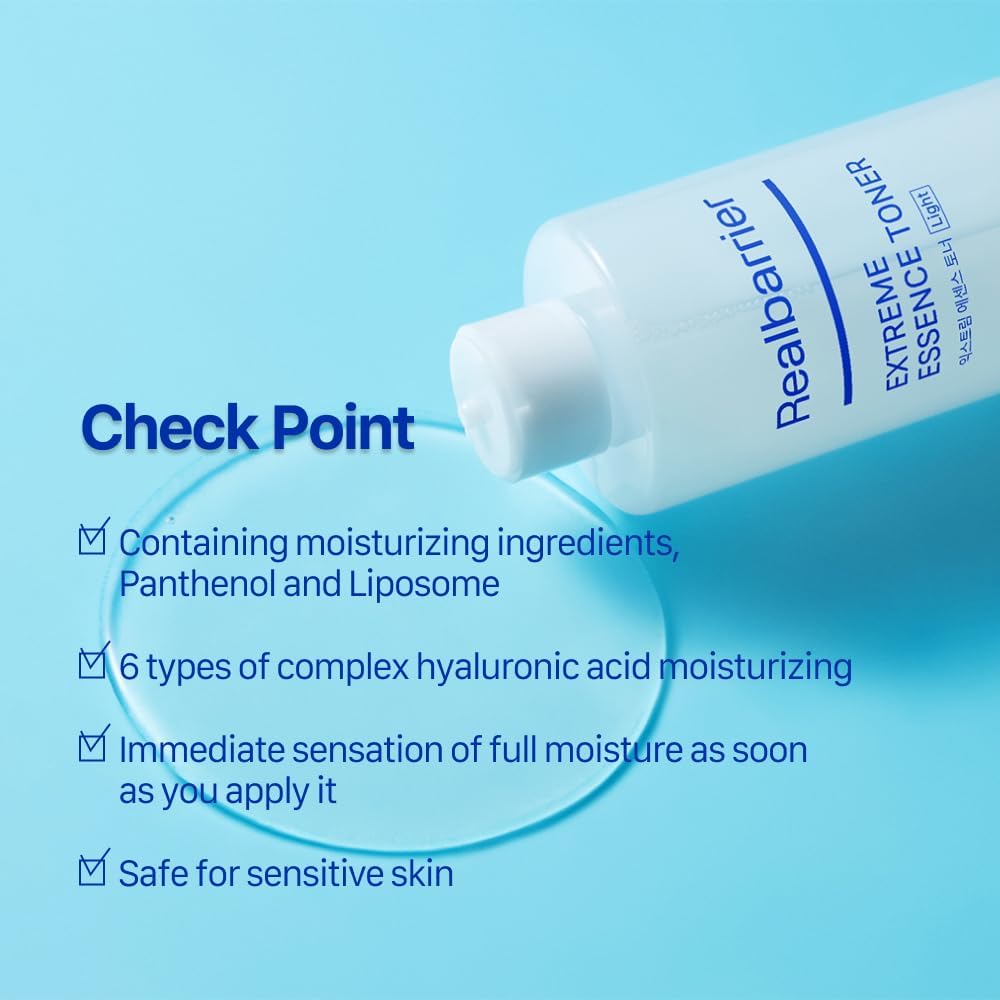 Real Barrier Extreme Essence Toner Light 6.76 Fl Oz | Hyaluronic Acid Panthenol Face Moisturizer for Sensitive Dry Skin | Soothing & Hydrating Moisturizing Toner for Face | Korean Skin Care