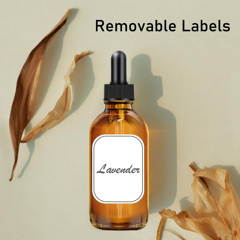 Bumobum 4 oz Dark Amber Dropper Bottles with Measured Dropper, 48 Pack Glass Eye Dropper Bottle for Essential Oils with Funnel, Labels & Pipette, Tincture Bottle (Unbreakable Plastic Eye Dropperz)