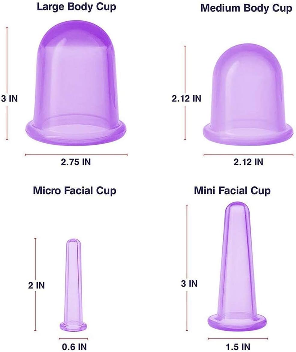 Facial Cupping Set Silicone Cupping Therapy Sets 7Pcs Anti-Cellulite Cup Vacuum Suction Massage Cups with Storage Bag for Muscle,Nerve,Joint Pain Relief and Cellulite Blaster Massage