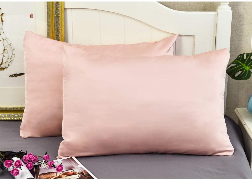 100% Mulberry Silk Pillowcases Set of 2 for Hair and Skin and Super Soft and Breathable King Size Nature Silk Pillowcases (King, Pink)