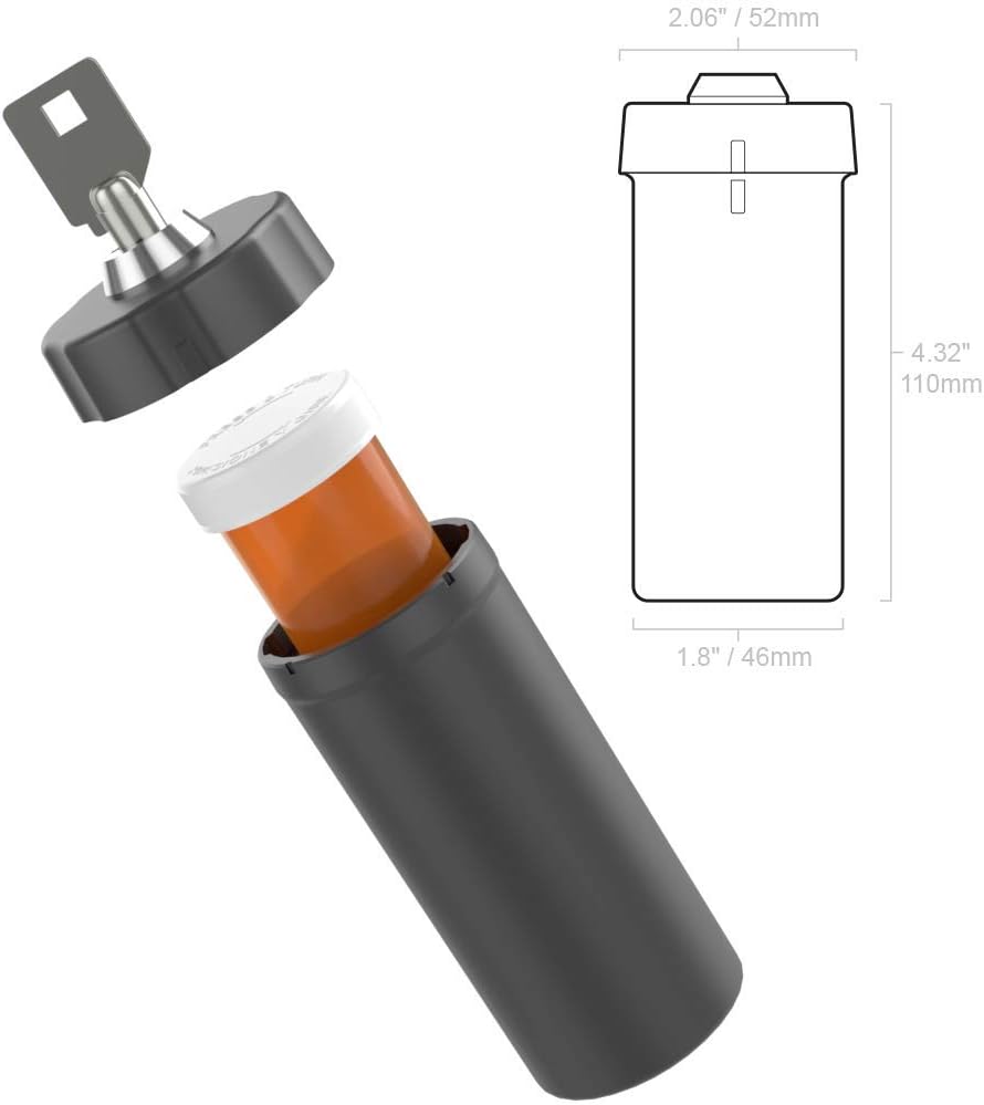 Ezy Dose Pill Box and Medicine, Vitamin Container, Safe for Money & Travel Items, Durable Canister, 2 Keys with Lock, Medium (Pack of 2)