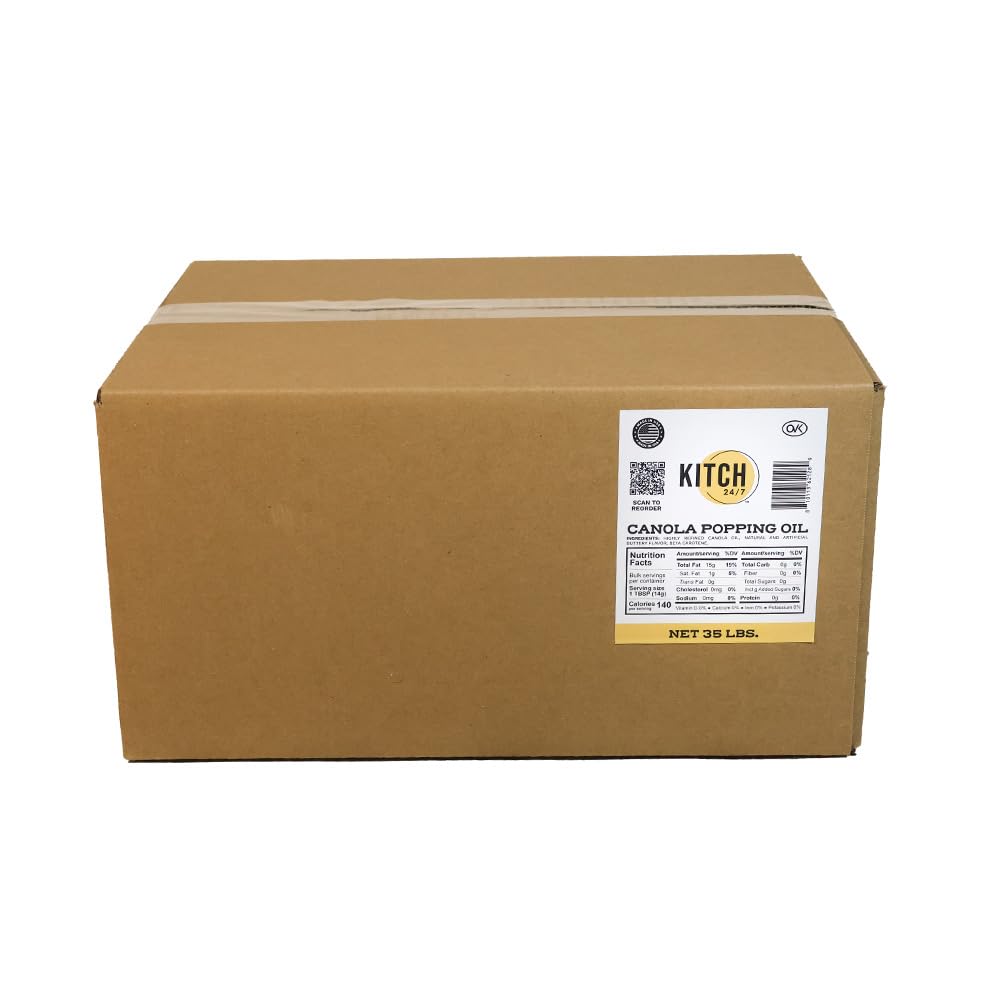 Kitch 24/7 Canola Popping Oil, 35 Pounds, Bulk Food Service