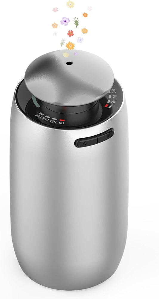 waterless Diffuser for Essential Oil Battery Operated Nebulizer, Night Light, 4 Mist Levels,Timer and Auto on Off Function for car,Home,Room,Office,Covers 100 Sq.Ft, Aluminum Alloy Material