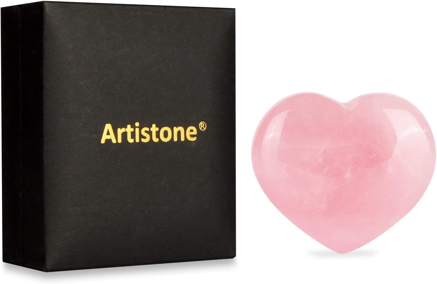 Artistone Rose Quartz Crystals Heart Stone 2 Inch Carved Gemstone Healing Crystal Stone for Chakra Reiki Balancing Meditation Massage Home Decor with Gift Box