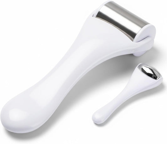 Tondiamo 2 Pcs Muscle Roller Stick Fascia Body Cellulite Face Muscle Massage Roller Manual Massage Tools for Muscles Relief Neck Arm Back Leg Rollers Deep Release(White,Metal)