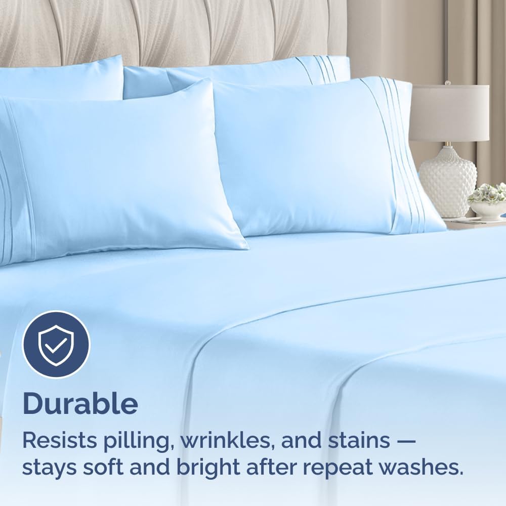 Queen Pillow Cases Set of 10 - Ultra Soft Hotel Quality Pillowcase Covers - Comfy, Cozy & Wrinkle Free - Shrink, Stain & Fade Resistant - Machine Washable Pillow Protectors - 10 Piece Set - Light Blue