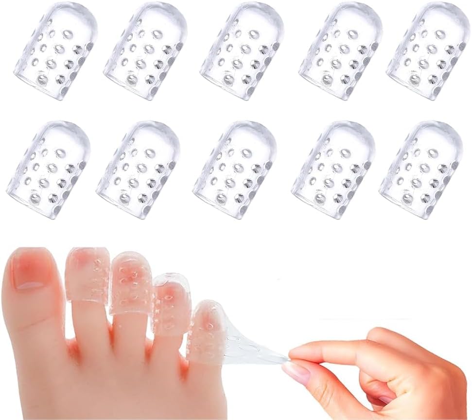 Silicone Anti Friction Toe Protectors Women, 10 Pcs Gel Toe Separators Breathable Little Toe Covers for Men and Women, Toe Sleeves for Ingrown Toenails, Corns, Calluses, Blisters and Pain Relief