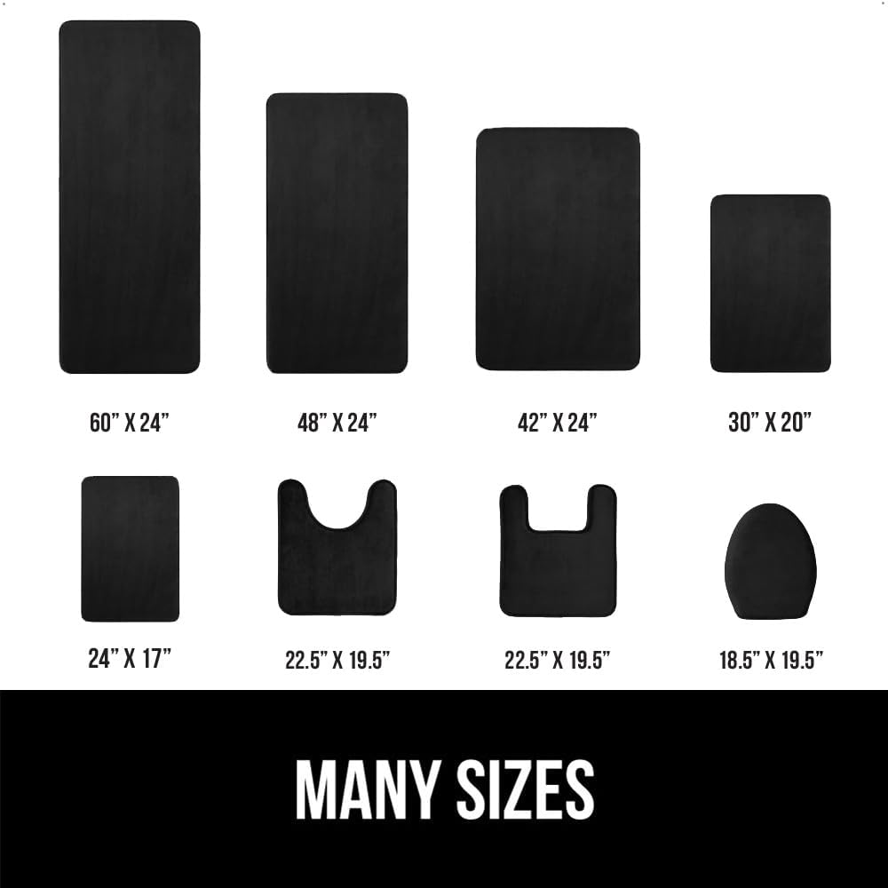 GORILLA GRIP Memory Foam Bath Mat, Soft Absorbent Velvet Bathroom Mats, Durable Dots on Underside, Machine Washable Bathmat, Carpet Rug Room Decor for Shower Tub Floor RV, 24x17 Rugs, Black