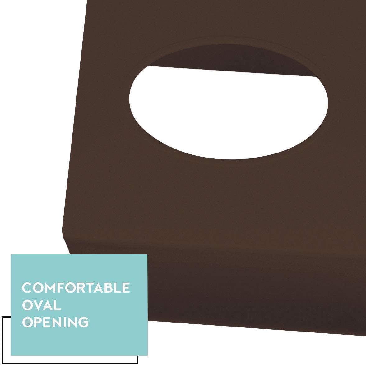 Brown Tissue Box Cover Square - Plastic Facial Tissue Box Holder - Decorative Cube Tissue Holder Dispenser Fits Any Vanity Countertop, Bedroom Dresser, Office, Bathroom Decor