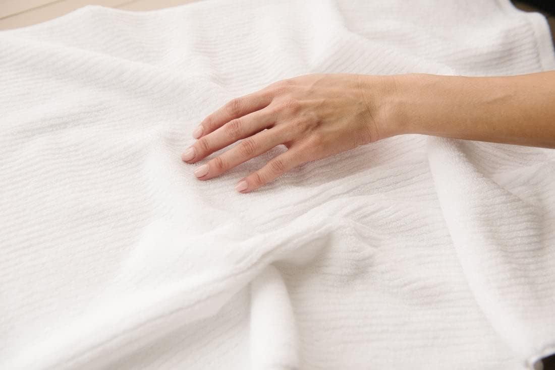 Cozy Earth Ribbed Bath Towel Set - 60% Cotton 40% Viscose from Bamboo Bathroom Towels - Soft & Absorbent Textured Ribbed Pattern - 2 Pack White