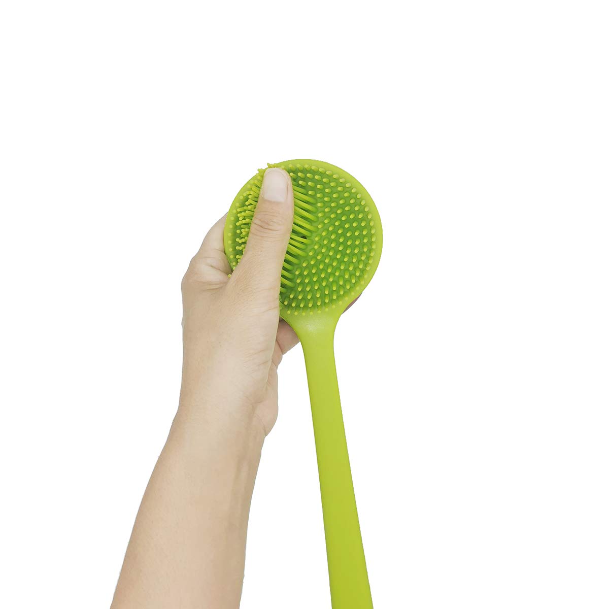 DNC Silicone Back Scrubber Soft Bath Body Brush for Shower with Long Handle (Green)