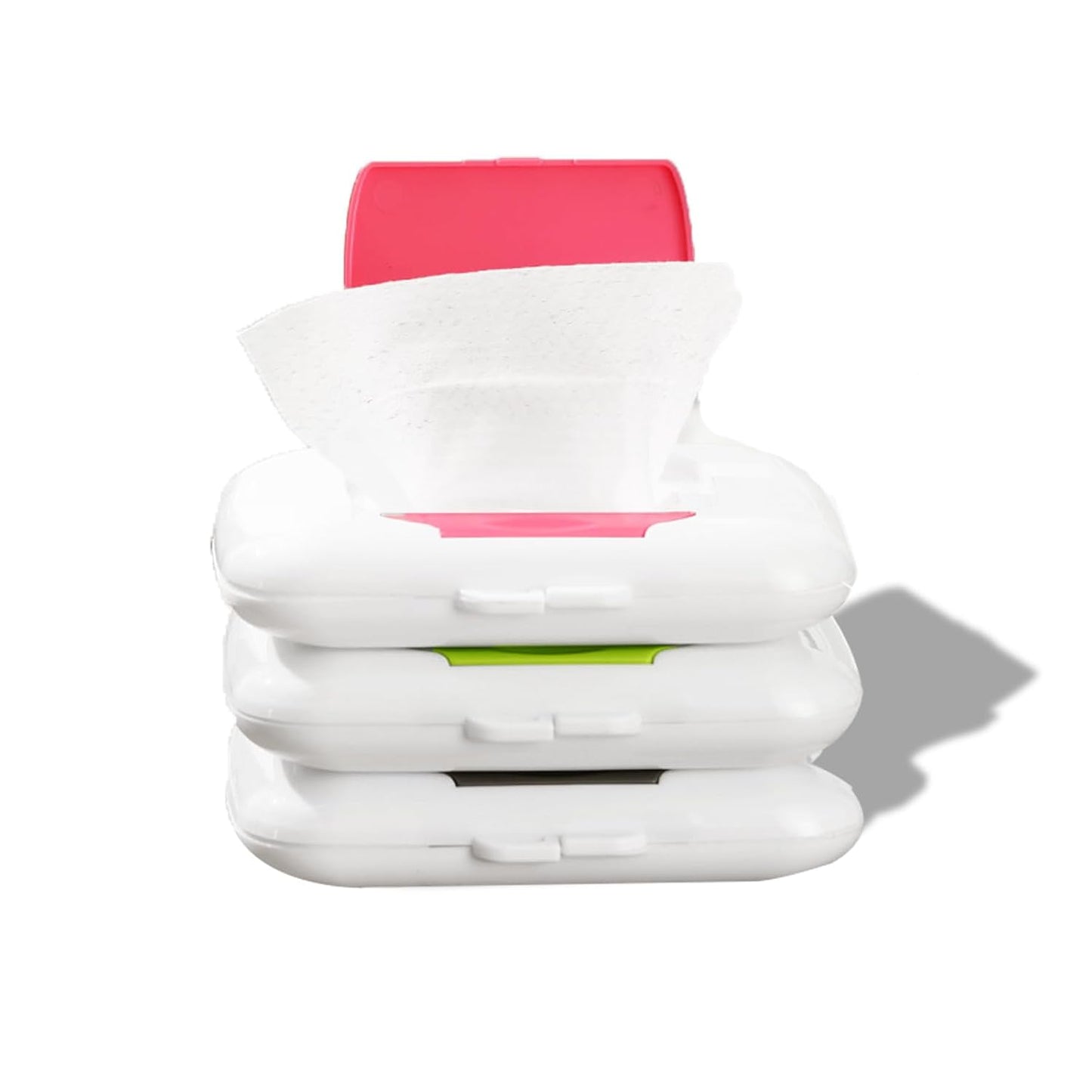 Travel Wipe Holder，Wipes Container,Wet Wipe Container Box for Strollers，Hanging Refillable Wipes Dispenser Portable Baby Wipe Case for Indoor Outdoor Use (Green+Red+Grey 3pcs)