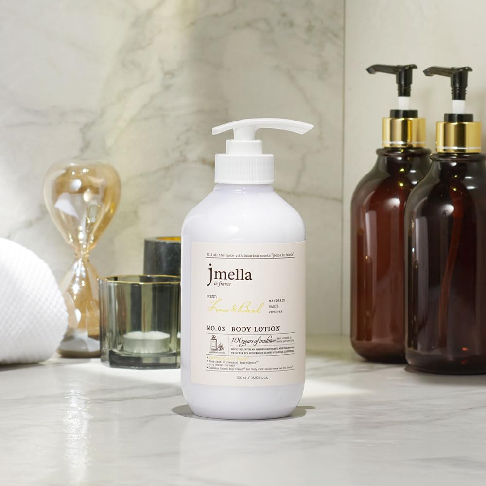 jmella in france Lime and Basil Body Lotion -luxury fragrance Made by French Performer- Chemical free -Free From 7 kinds of Paraben