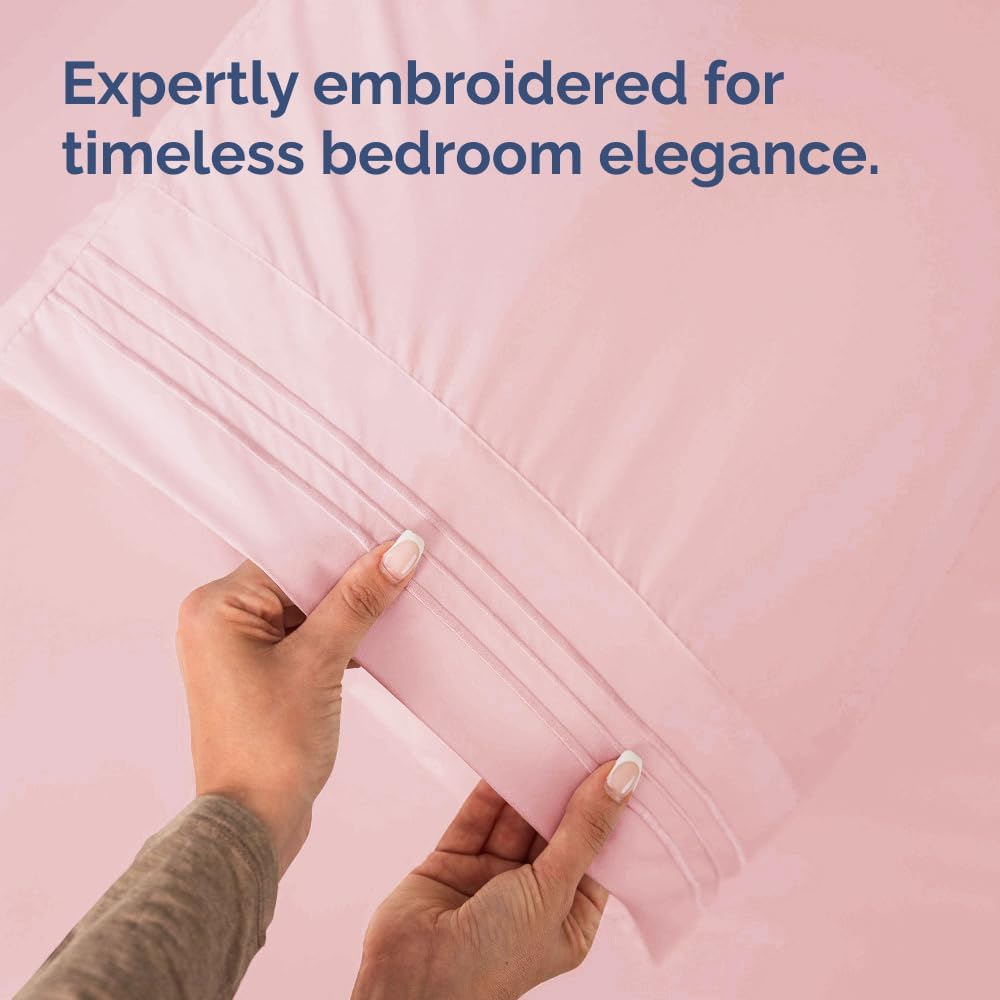 Queen Pillow Cases Set of 4 - Ultra Soft Hotel Quality Pillowcase Covers - Comfy, Cozy & Wrinkle Free - Shrinkage, Stain & Fade Resistant - Machine Washable Pillow Protectors - 4 Piece Set - Baby Pink