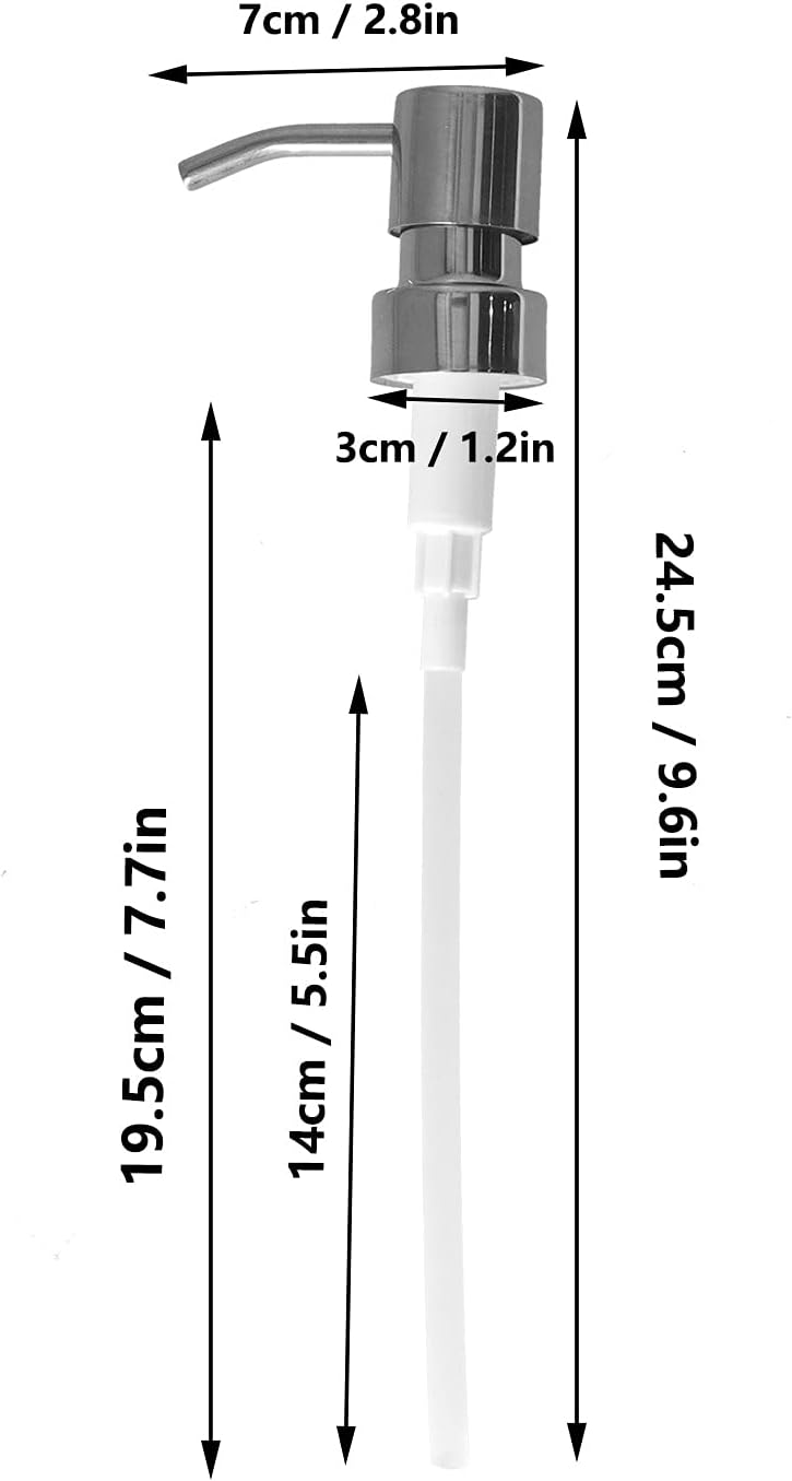 304 Stainless Steel Soap Dispenser Pump Head, Soap Pump Bathroom Screw Lotion Pump Replacement Silver Easy Press Universal Dispenser Pump for Kitchen Bathroom Neck Bottles