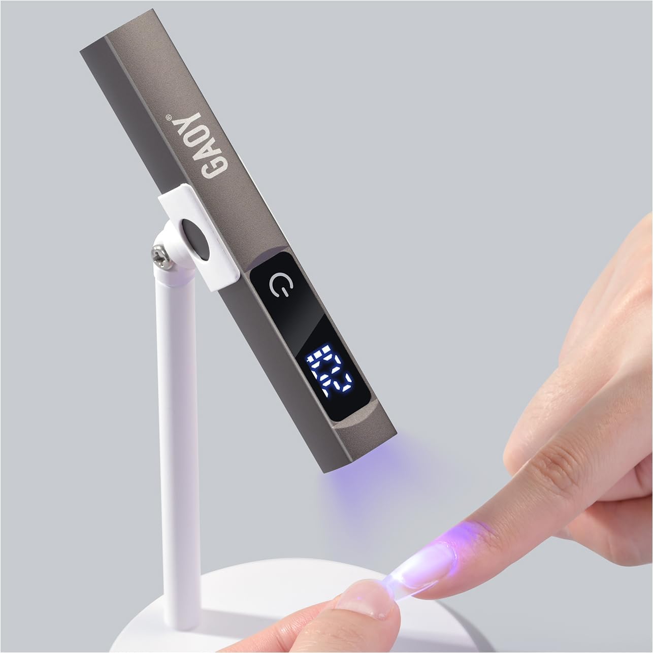 GAOY Cordless UV Light with Stand, Handheld Nail Lamp, Portable LED Nail Lingt, Cordless Rechargeable, Fast Curing, Matte Black