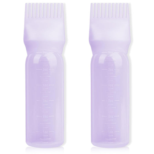 BLAAROOM Root Comb Applicator 6 Ounce, 2 Pack Hair Oil Dispenser With Brush for Oiling and Dyeing - Purple