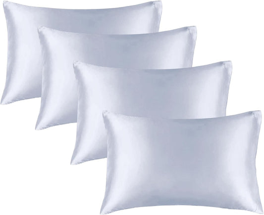 BEDELITE Satin Pillowcase for Hair and Skin, Super Soft Similar to Silk Pillow Cases 4 Pack with Envelope Closure, Cooling Pillowcases for Women Men (20"x26" Standard Size, Evening Haze)