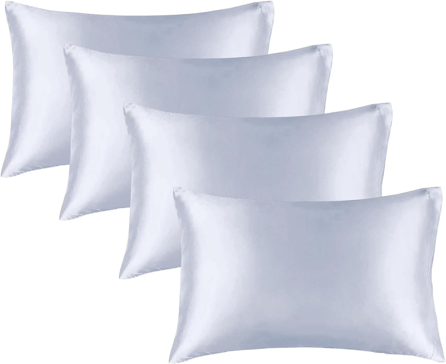 BEDELITE Satin Pillowcase for Hair and Skin, Super Soft Similar to Silk Pillow Cases 4 Pack with Envelope Closure, Cooling Pillowcases for Women Men (20"x36" King Size, Evening Haze)