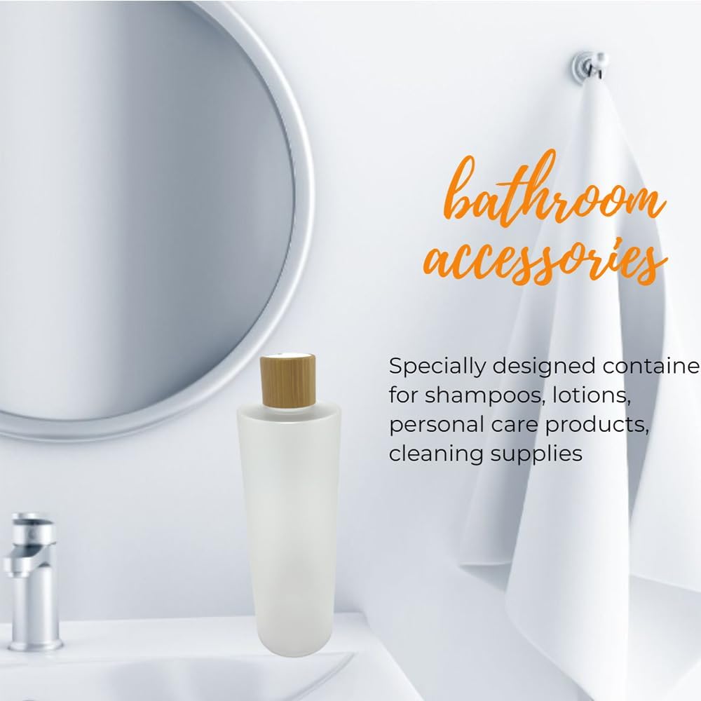 Empty Cosmetic Bottles 16oz/500ml 2 PACK With Bamboo Disc Top Flip Cap for Shampoo Lotion Liquid Soap,Cream,Refilable Plastic Squeeze Travel Size Toiletry Bottles