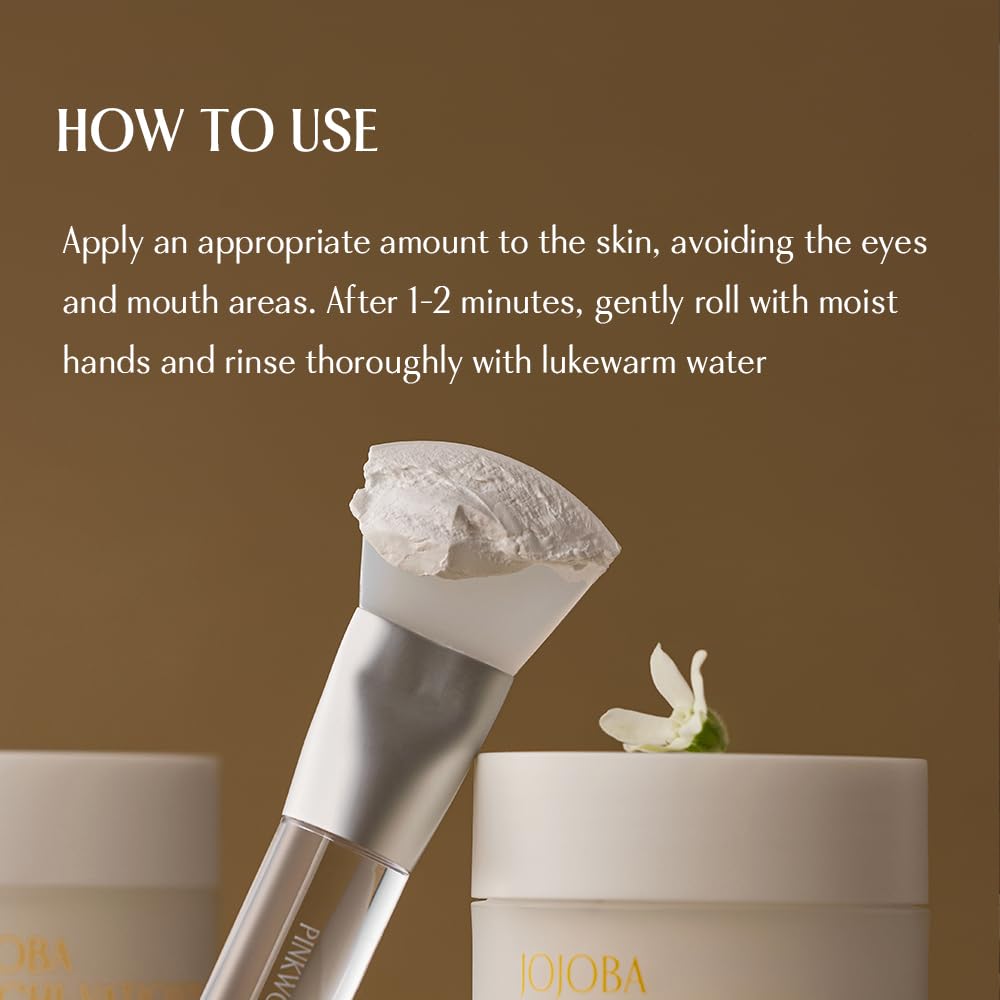 PINKWONDER Jojoba Mochi-Vation™ Cream Mask 3.17oz (90g), Clay Mask with Organic Jojoba Oil and Korean Rice Extract, Wash-Off Face Mask, Korean Glass Skin