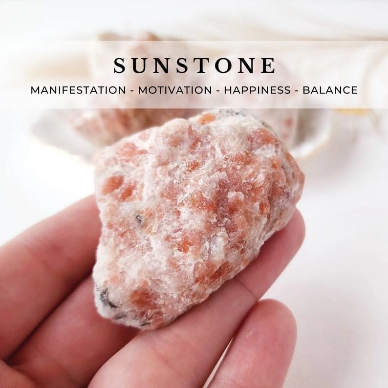 Large 1.25-2.0” Natural Healing Stones for Love, Meditation, Chakra, Reiki, Crystal Grid, Energy Work, Tumbling, Wire Wrapping, and Spiritual Home Decor (Sunstone)