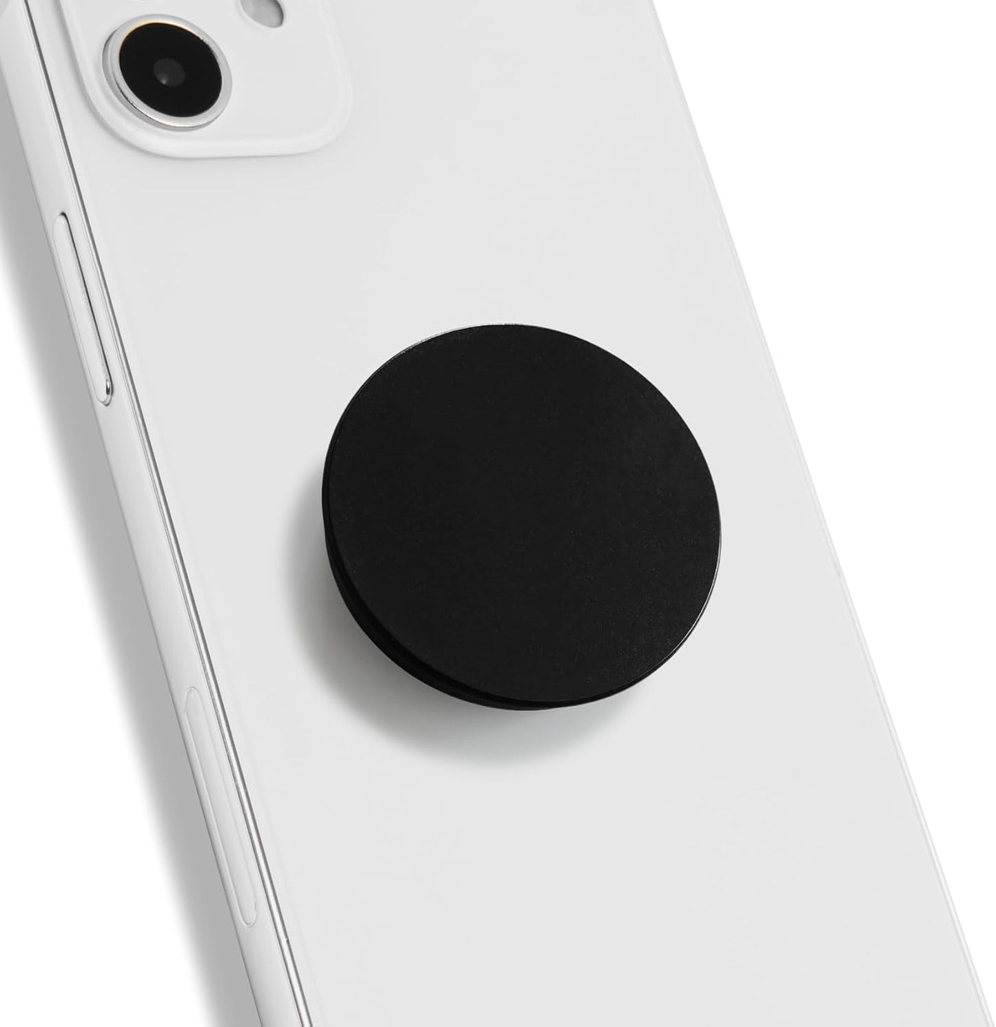 Matt Black Collapsible Phone Grip & Stand Sleek All-Black Design for Secure Hold & Stylish Look (Round, Adhesive)