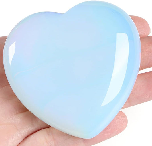 MAIBAOTA 60 mm Opalite Crystal Large Heart Love Stone Healing Crystals Heart Stone for Women Natural Reiki Gemstone Polished Heart Shaped Rocks Meditation