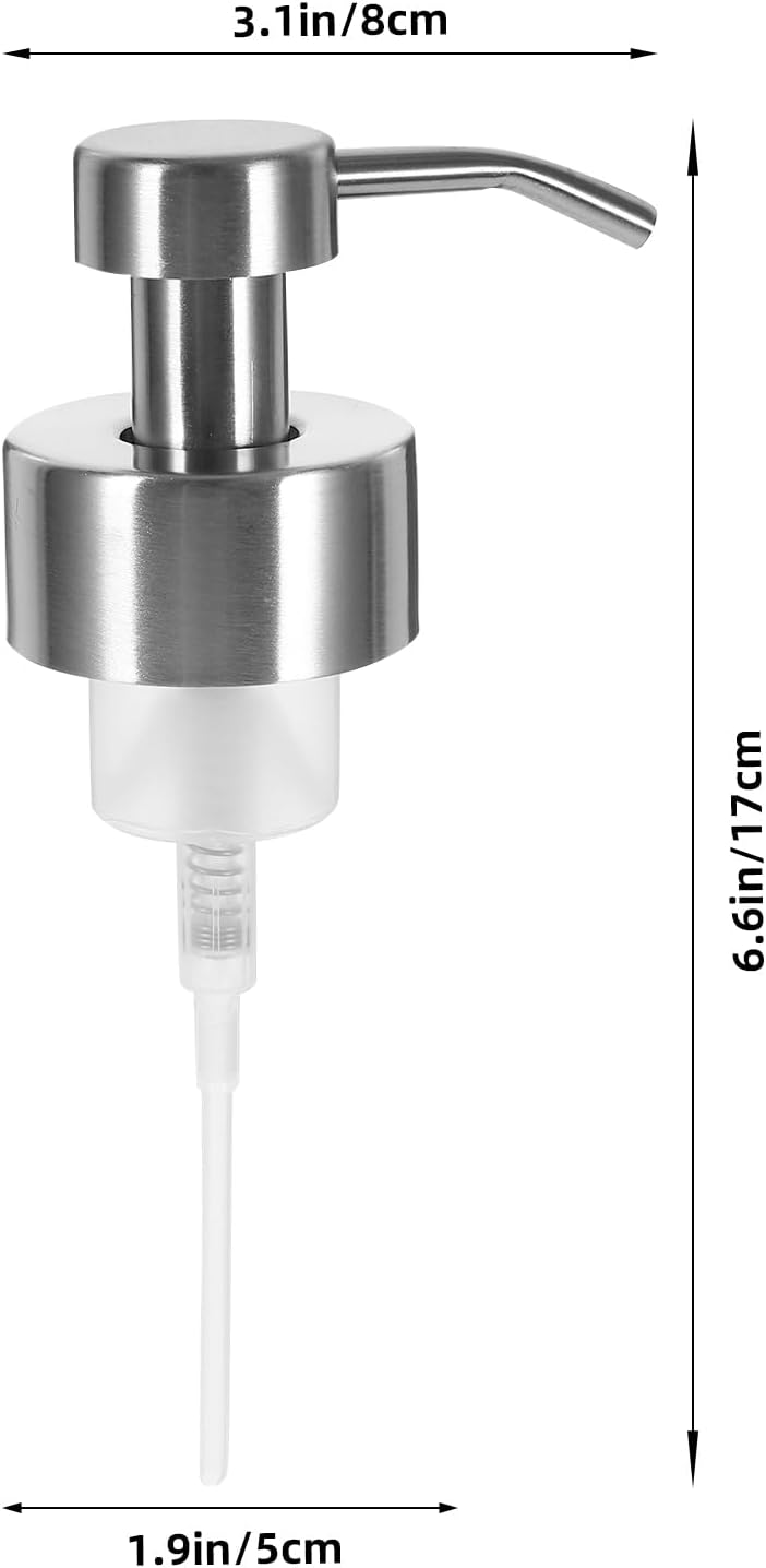 Veemoon 2pcs Foam Dispenser Pump Replacement Stainless Steel Liquid Soap Dispenser Head Shampoo Bottle Pump,Suitable About 44mm/1.73” Wide Rim Threaded Bottle Neck, for Toilet Shower (Silver)