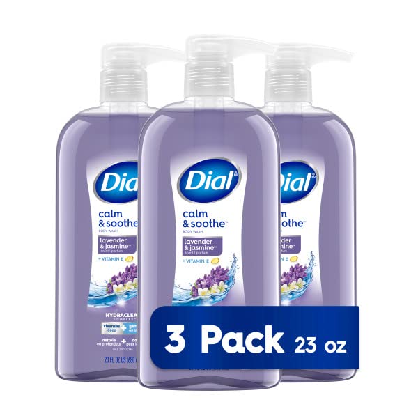 Dial Body Wash, Calm & Soothe Lavender & Jasmine Scent, 23 fl oz, Pack of 3