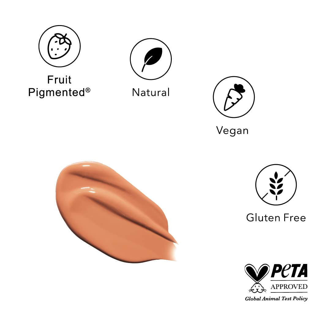 100% PURE Healthy Foundation Full Face Coverage Makeup, Liquid Matte Finish with Anti-Aging Benefits - Vegan Gorgeous Fruit Pigmented Toffee Color (Tan with Neutral Undertone) - 1 Fl Oz