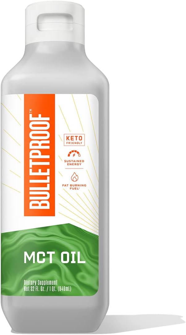 Bulletproof MCT Oil Made with C10 and C8 Oil, 32 Ounces, Keto Supplement for Sustained Energy, Brain and Body Fuel, Add to Coffee and Smoothies