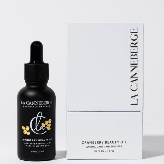 LA CANNEBERGE Cranberry Beauty Oil - Intensive Hydration & Revitalization for Face, Hair & Body -1 Fl Oz Certified Organic Cranberry Seed Oil -Moisturizing, Vitamin-Rich, Non-Greasy Skin Care