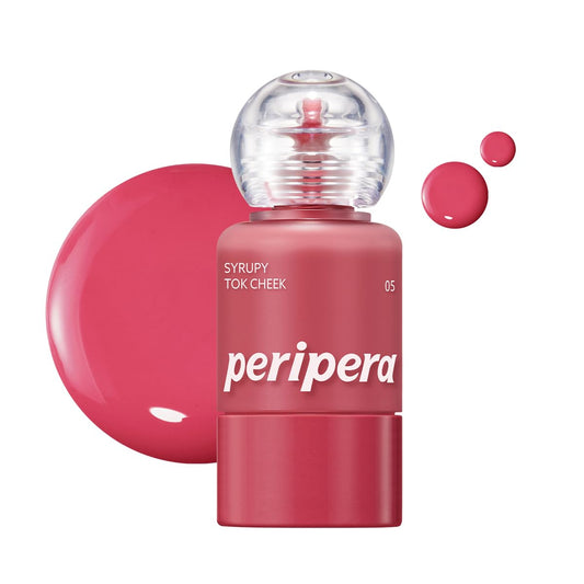 PERIPERA SYRUPY TOK CHEEK 5 Colors, Liquid Blush, Dewy Finish and Hydrates All day, Soft Velvet Texture Face Cheek Tint (05 COOL APPLE, One Size)
