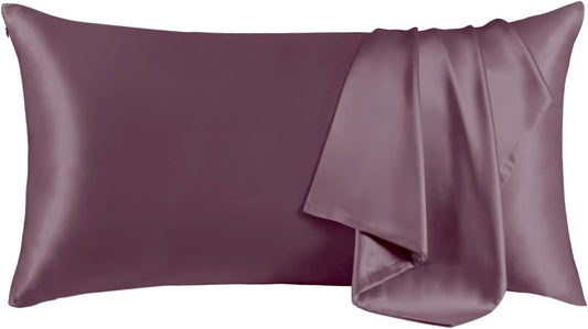 THXSILK Set of 2 100% Mulberry Silk Pillowcase for Hair and Skin, Grade 6A+ Mulberry Silk Pillow Cases Ultra-Soft, Hypoallergenic Pillow Case Cover with Zipper (California King 20"x40", Purple)