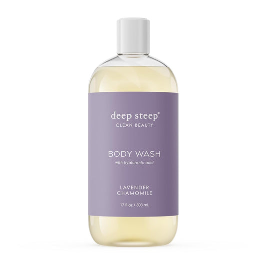 Deep Steep Body Wash, Lavender Chamomile, 17 oz – Hydrating Shower Gel with Hyaluronic Acid, Shea Butter, Aloe Vera & Argan Oil – Vegan, Clean Beauty, Clean & Refreshed Skin