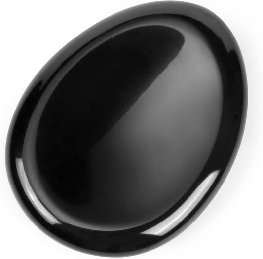 Artistone Black Obsidian Crystal Chakra Thumb Worry Stone Teardrop Reiki Healing Stone Pocket Palm Stones for Anxiety Stress Relief Meditation Therapy Geometry Home Decor