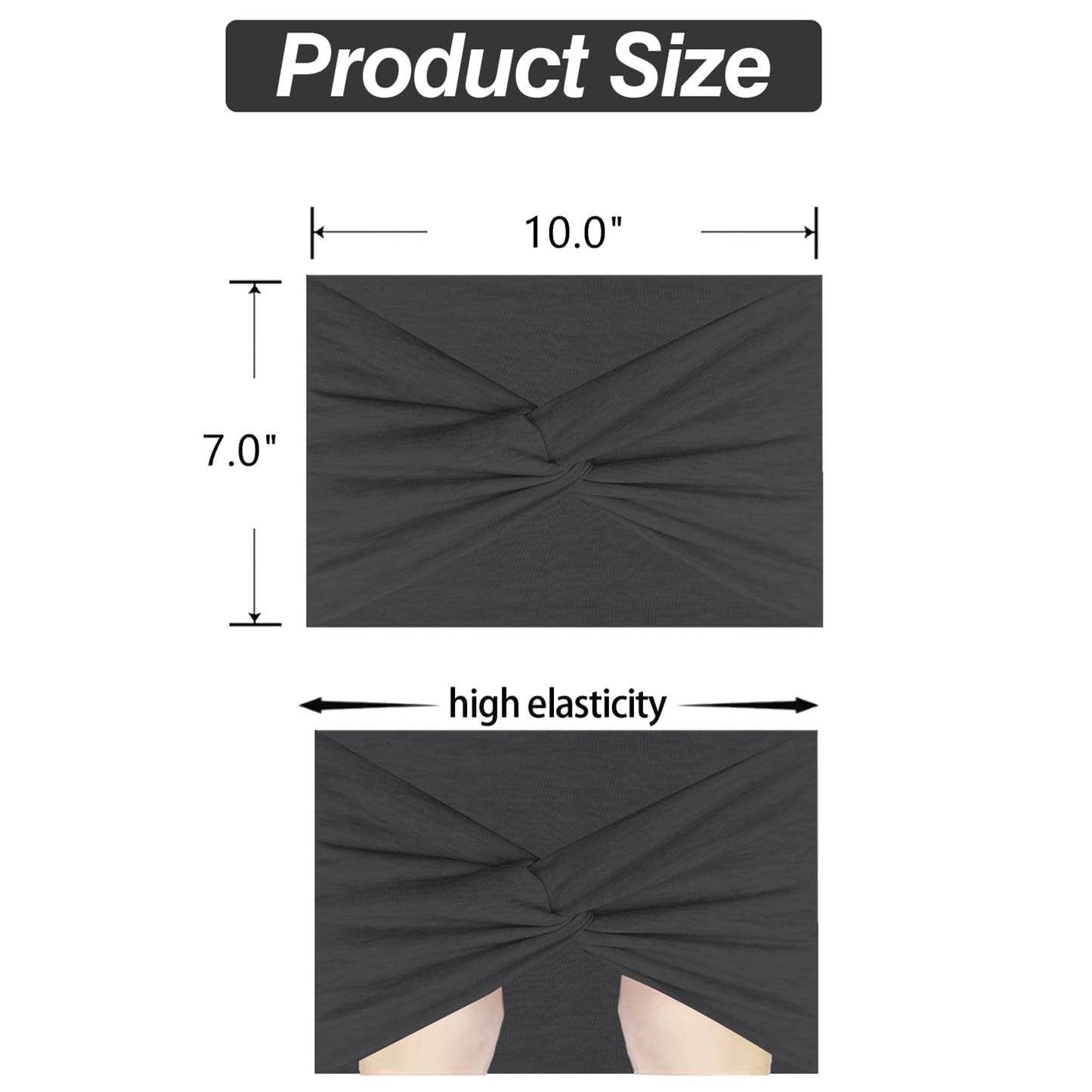 Extra Wide Headbands for Women, 7'' Large Cotton Like Turban Knotted Bandana Head Bands for Women Non Slip, Boho Headbands for Women's Hair (C1-6Pcs, Extra Large 7" Wide)