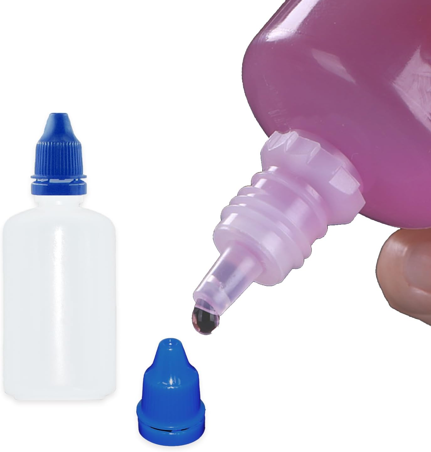 12 Pcs Dropper Bottles, 50ml/1.7 oz Empty Squeezable Small Mouth Dropper Bottle, Liquid Dropper Bottle with Blue Cap