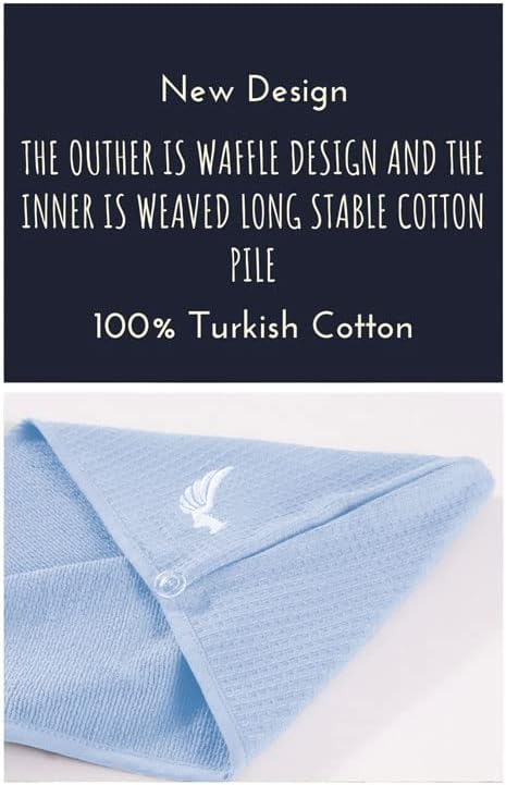 100% Turkish Cotton Hair Towel Wrap for Women,Non Microfiber,400-GSM(Grams per Square Metre),AntiFrizz,Hair Plop Waffle Towels for Curly,Long&Thick Hairs,Turban Head Wrap,1Pack10x26inc
