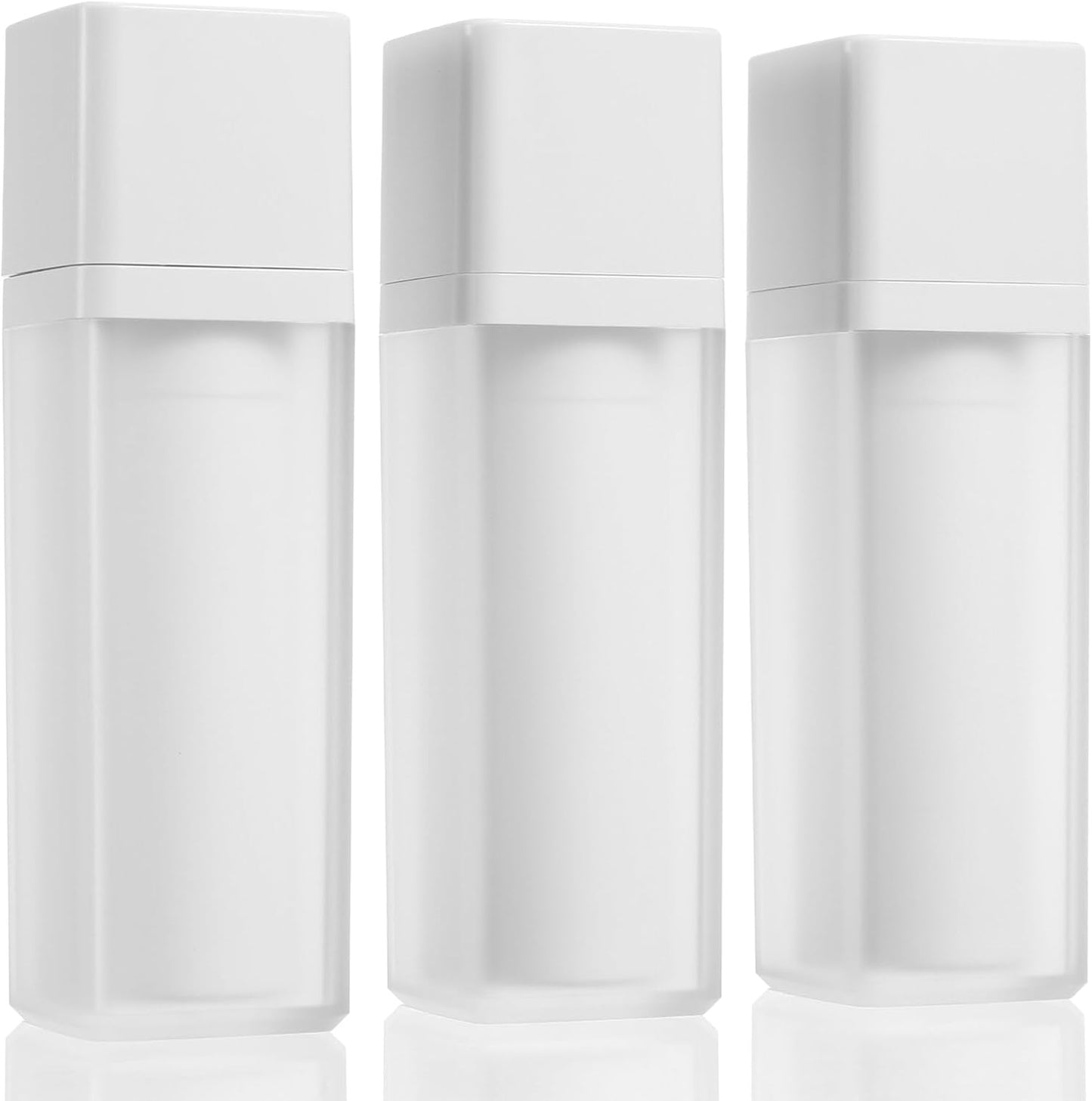 Beaupretty Frosted Travel Pump Bottle Set - 3Pcs Refillable Airless Cosmetic Dispensers for Lotion Shampoo and Body Wash - Portable Leak-Proof Design (4.88 X 1.41 Inch)