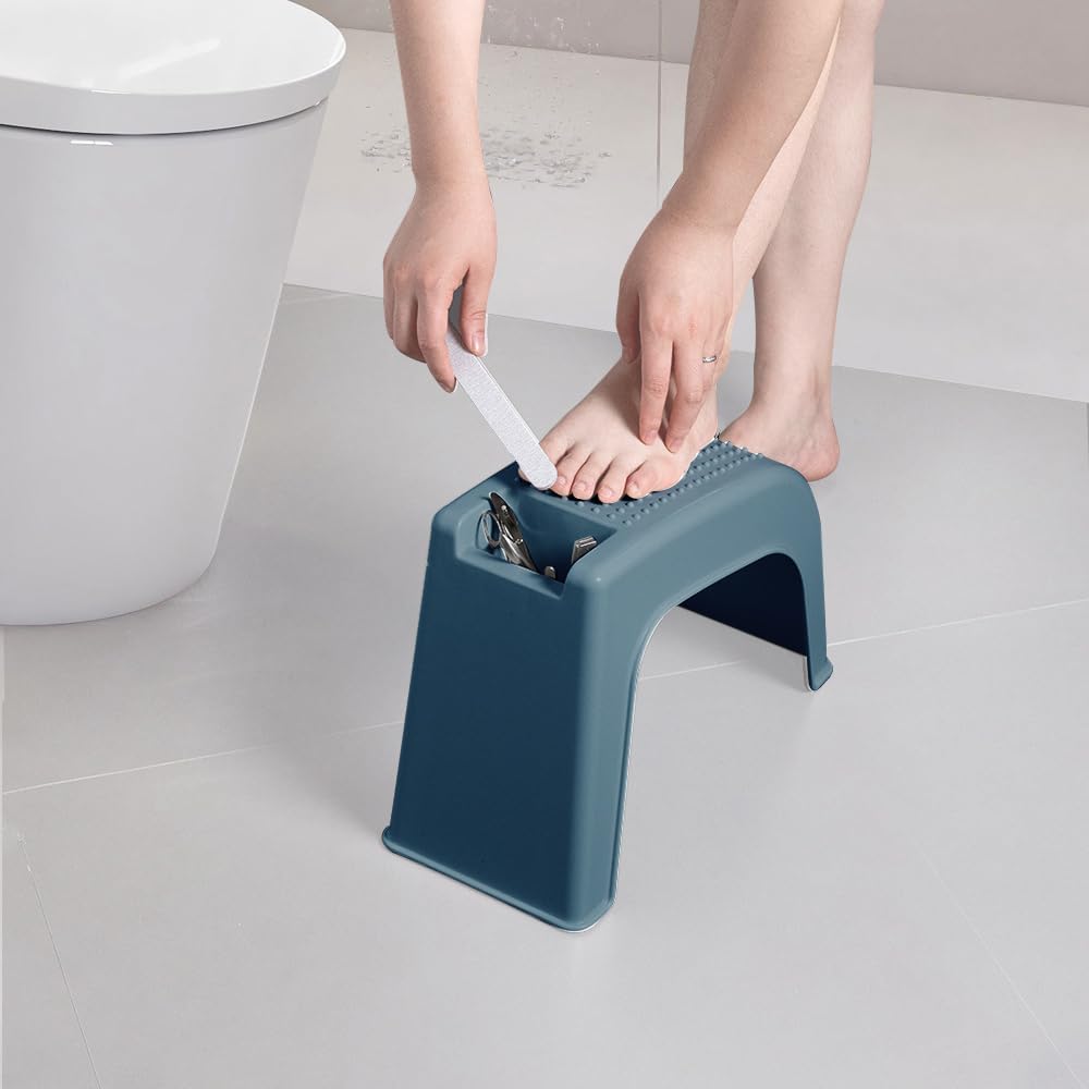 Shower Foot Rest for Shaving Legs, Non-Slip Pedicure Foot Rest, Shower Foots Step Stool for Shaving Legs, Plastic Sturdy Pedicure Stand - Blue