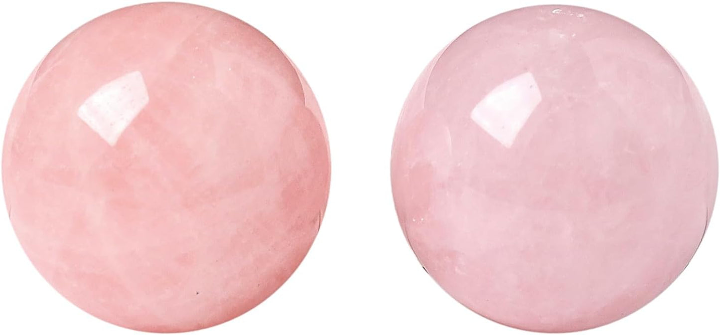 Hand Exercise Balls 30mm for Women - Set of 2 Natural Crystal Stone Spheres - Finger Joint Relief & Stress Relax, Perfect Size for Women's Hands, Rose Quartz