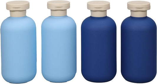 ASEVAT 6.7oz Airtight Plastic Travel Shampoo Bottles, Travel Shampoo and Conditioner Bottles Refillable, Empty Travel Size Shampoo Bottle, Hand Soap Dispenser for Vacation, Gym, Lotion（BlueNavy