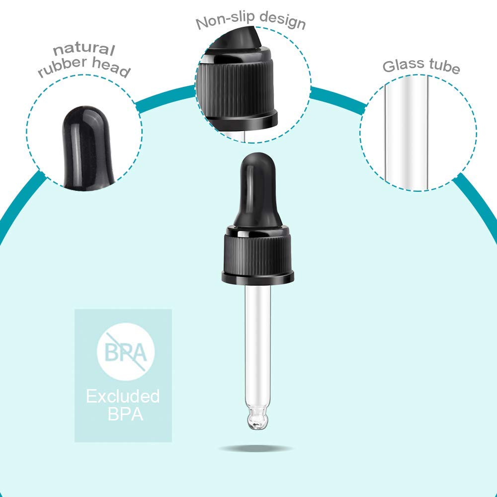 YGDZ Droppers for Essential Oils 15 Pack 15ml (1/2 Ounce) Glass Eye Dropper Tops - Fit for DoTerra Young Living 15ml Essential Oil Bottles