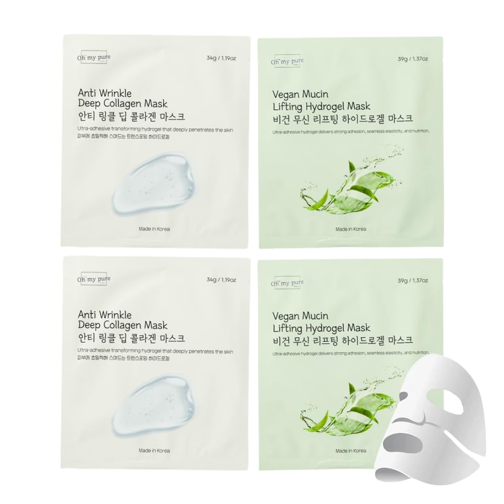 Korean Collagen Face Mask Overnight 2+2 EA Luxury Skin Care (AntiWrinkle, Vegan Mucin) (Sampler 4)