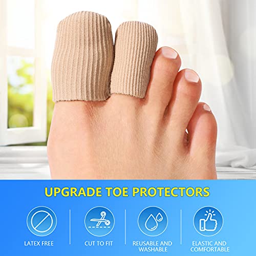 8 PCS Gel Toe Caps Closed Toe Surface Fabric Sleeve Protectors, Silicone Toe Sleeve Cushions and Protects, Provide Relief for Corns, Blisters and Calluses Protect (8)