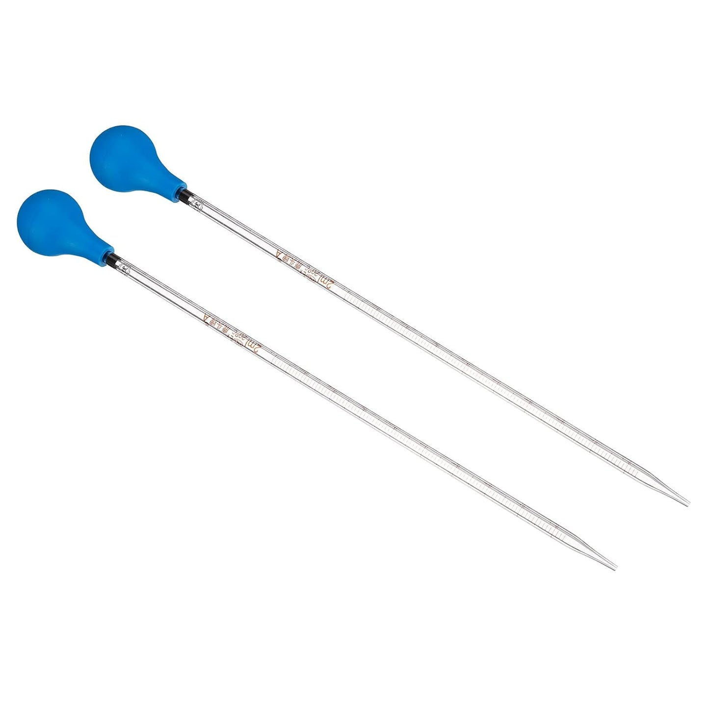 PATIKIL Graduated Dropper Pipettes Kit, 2pcs 2ml Borosilicate Glass Pipette with Rubber Cap for Transfer Liquid for Lab, Chemistry, Clear
