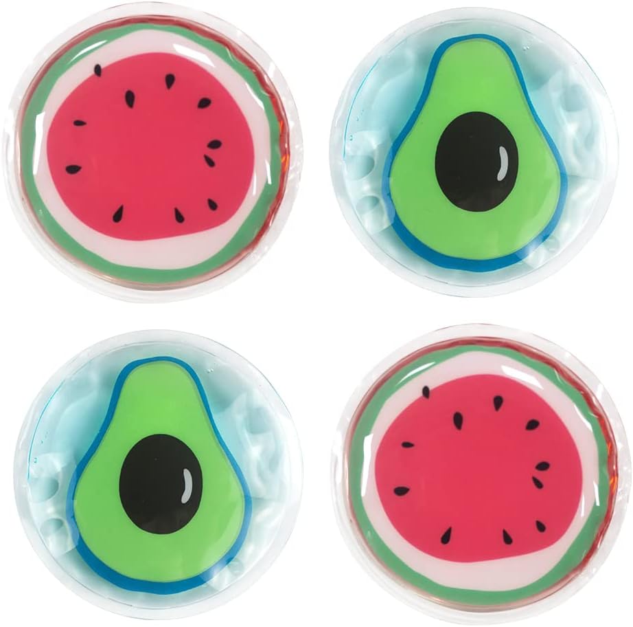 Hot and Cold Eye Pads, Reusable Eye Patches - Soothing, Revitalizing, Puffiness, Refresh, Relieves Stress, Relax, Relieves Puffiness and Tension(2 Watermelons + 2 Avocados)