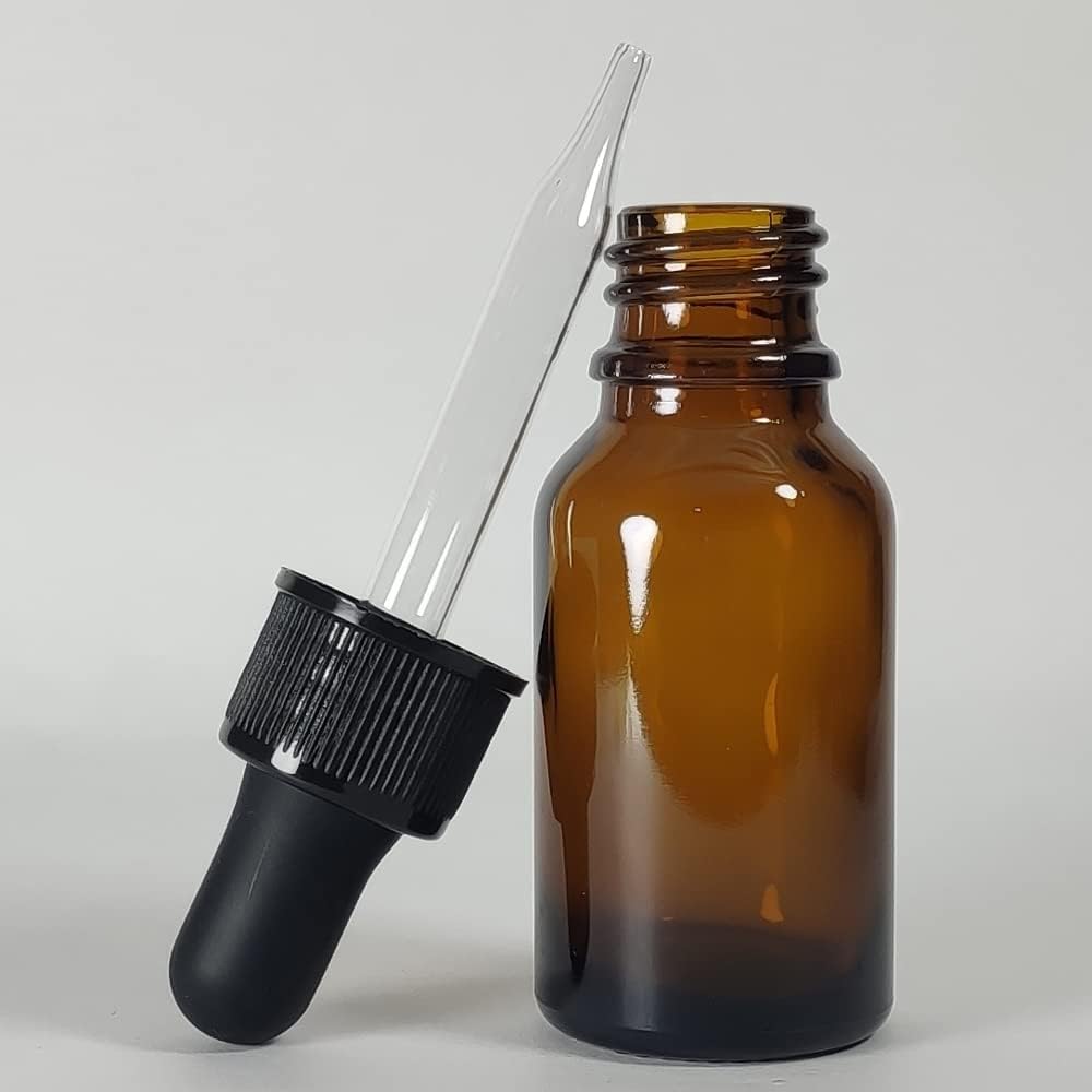 48Pack 15ml (1/2 oz) Glass Dropper Bottle. Essential Oil Bottle With Glass Eye Droppers. For Lab Bottles, Alcohol Bottles And Sterilize Water Bottles (Amber)